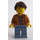 LEGO Woman with Open Jacket and Dark Brown  Ponytail Minifigure