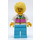 LEGO Vrouw met Wit Shirt en Roze Streep Minifiguur