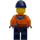 LEGO Worker mit Dark Blau Deckel, Dark Stone Grau Hoody, Dark Blau Beine Minifigur