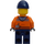 LEGO Worker with Dark Blue Cap, Dark Stone Gray Hoody, Dark Blue Legs Minifigure