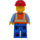 LEGO Worker with Safety Vest, Red Construction Helmet, Glasses Minifigure