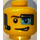 LEGO Gul Agent Curtis Bolt Huvud med Headset (Infälld solid knopp) (3626 / 18302)