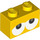 LEGO Yellow Brick 1 x 2 with Baby Yoshi Eyes Looking Up with Bottom Tube (3004 / 94649)