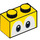 LEGO Gelb Backstein 1 x 2 mit Augen mit Unterrohr (68946 / 101881)