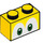 LEGO Gelb Backstein 1 x 2 mit Koopa Augen mit Unterrohr (68935 / 102202)