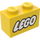 LEGO Yellow Brick 1 x 2 with Lego Logo with Closed &#039;O&#039; with Bottom Tube (3004)