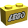 LEGO Geel Steen 1 x 2 met &quot;LEGO&quot; met buis aan de onderzijde (3004)