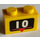 LEGO Amarillo Ladrillo 1 x 2 con Number 10 y Abajo Flecha con tubo inferior (3004)