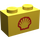 LEGO Yellow Brick 1 x 2 with Shell Logo (Small) (3004)