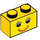 LEGO Gul Kloss 1 x 2 med Smiling Ansikte med Eyelashes med bottenrör (3004 / 89080)