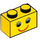 LEGO Yellow Brick 1 x 2 with Smiling Face with Eyelashes with Bottom Tube (3004 / 89080)