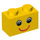 LEGO Yellow Brick 1 x 2 with Smiling Face with Eyelashes with Bottom Tube (3004 / 89080)