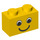 LEGO Gelb Backstein 1 x 2 mit Smiling Gesicht ohne Sommersprossen (3004 / 83201)
