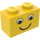 LEGO Gelb Backstein 1 x 2 mit Smiling Gesicht ohne Sommersprossen (3004 / 83201)
