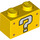 LEGO Yellow Brick 1 x 2 with White Question Mark with Bottom Tube (3004 / 79542)