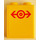 LEGO Geel Steen 1 x 2 x 2 met Rood Trein logo Sticker met binnenas houder (3245)