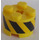 LEGO Yellow Brick 2 x 2 Round with Black and Yellow Diagonal Stripes Sticker (3941)