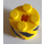 LEGO Geel Steen 2 x 2 Ronde met Zwart en Geel Strepen Sticker (3941)