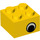 LEGO Geel Steen 2 x 2 met Ogen (Offset) zonder stip op pupil (81910 / 81912)