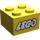 LEGO Jaune Brique 2 x 2 avec Lego logo Old Style blanc avec Noir Outline (3003)