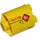 LEGO Yellow Brick 2 x 2 x 2 Round with &#039;CAUTION&#039; and red sign &#039;O2&#039; on right side Sticker with Bottom Axle Holder &#039;x&#039; Shape &#039;+&#039; Orientation (30361)