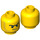 LEGO Yellow Burglar Head with Stubble and Scowl (Recessed Solid Stud) (3626)