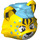 LEGO Geel Cheetah Hoofd met Medium azuurblauw Haar (75376)