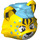LEGO Geel Cheetah Hoofd met Medium Azure Haar (75376)