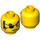 LEGO Giallo Ladro Testa con Occhio Patch, Sideburns e Basamento (Perno solido incassato) (3626 / 66117)