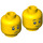 LEGO Yellow Dual Sided Child Head with Freckles with Sad Expression / Smiling (Recessed Solid Stud) (3626 / 96004)