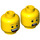 LEGO Yellow Dual Sided Emmet Head with Open Mouth with Teeth and Happy / Serious Face (Recessed Solid Stud) (3626 / 44209)