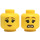 LEGO Yellow Dual Sided Female Head with Worried / Scared Face (Recessed Solid Stud) (3626 / 23177)