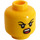 LEGO Jaune Double Face Femelle avec Noir Eyebrows, Rose Lips / Roaring (Montant solide encastré) (3626)