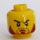 LEGO Gelb Beidseitig Kopf mit Angry Scowl mit Dunkelrot Bart/Stoppel (Vertiefte feste Noppen) (14352 / 16692)