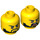 LEGO Amarillo Doble cara Cabeza con Negro Barba, Negro Eyebrows (Espiga sólida hueca) (3626 / 34562)