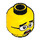 LEGO Yellow Dual-Sided Male Head with Glasses, Thick Eyebrows, Stubble and Scared / Serious Face (Recessed Solid Stud) (3626 / 36435)