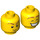 LEGO Yellow Dual-Sided Minifig Head with Dark Orange Eyebrows and Goatee (Recessed Solid Stud) (3626 / 23772)