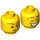 LEGO Amarillo Dual-Sided Minifigura Cabeza con Naranja oscuro Eyebrows y Goatee (Espiga sólida hueca) (3626 / 23772)