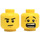 LEGO Yellow Dual Sided Scared Head Brown Crows Feet (Recessed Solid Stud) (23090 / 59877)