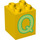 LEGO Yellow Duplo Brick 2 x 2 x 2 with Green &#039;Q&#039; (31110 / 93013)