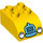 LEGO Yellow Duplo Brick 2 x 3 with Curved Top with Headlights and blue grille (2302 / 29060)