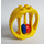 LEGO Yellow Duplo Oval Rattle with Blue and Red Ball