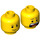 LEGO Gelb Emmet mit Lopsided Smile und No Platte auf Bein Minifigure Kopf (Einbau-Vollbolzen) (3626 / 16072)