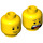 LEGO Gelb Emmet mit Lopsided Smile und No Platte auf Bein Minifigur Kopf (Vertiefte feste Noppen) (3626 / 16072)