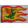 LEGO Yellow Fabric Flag 8 x 5 Wave with Red Border and Green Dragon Pattern (Single-Side Print)