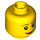 LEGO Yellow Female Head with Brown Eyebrows and Red Lips (Safety Stud) (14750 / 99197)