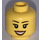 LEGO Giallo Femmina Testa con Eyelashes e Rosso Lipstick (Perno solido incassato) (11842 / 14915)