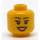 LEGO Yellow Female Head with Eyelashes and Red Lipstick (Safety Stud) (11842 / 14915)