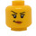 LEGO Yellow Female Head with Eyelashes, Raised Eyebrow and Lopsided Smile (Recessed Solid Stud) (3626 / 29627)