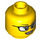 LEGO Gul Kvinne Hode med Briller og open Smile (Forsenket solid knott) (3626 / 26880)